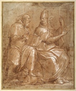 St. Jerome in gesprek met St. Gregory de Grote