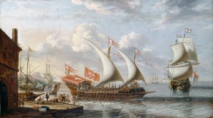 Een galei van Malta, ca. 1680 door Lorenzo Castro