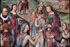Sint Cecilia geeft haar bezittingen aan de armen (detail)