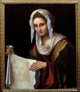 Heilige Veronica. Het Heilige Doek toont het gezicht van Christus