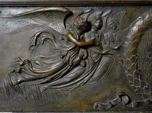 Twee engelen, detail van het reliekschrijn van St. Zenobe. (Bronzen reliëf, 1432-1442) door Lorenzo Ghiberti