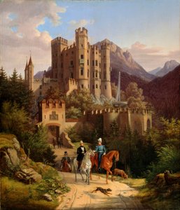 De Kroonprins Maximiliaan rijdend in Hohenschwangau