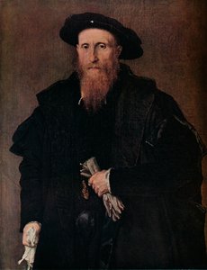Portret van een heer met handschoenen, ca. 1543 door Lorenzo Lotto