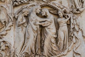 Maria bezoekt Elizabeth (detail) door Lorenzo Maitani