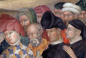 Johannes de Doper doopt Jezus (detail) door Lorenzo Salimbeni