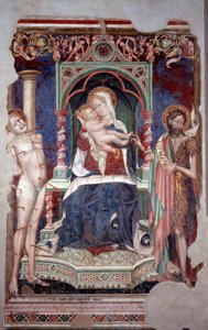 Maagd met kind omringd door Sint Sebastiaan en Sint Johannes de Doper door Lorenzo Salimbeni
