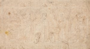 Ontwerp voor een antependium: De Madonna della Misericordia met heiligen Johannes de Doper, ca. 1370 door Lorenzo Veneziano.