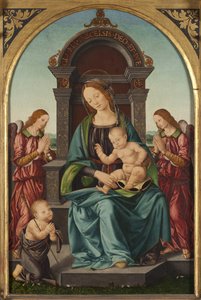 De Madonna en Kind met de jonge Sint Jan en twee engelen door Lorenzo di Credi