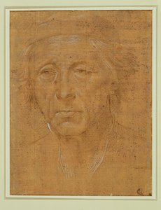 Portret van een oude man, gezicht, met pet ... door Lorenzo di Credi
