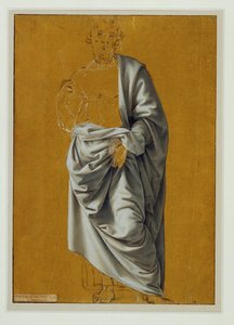 Studie van draperie voor de figuur van Sint Bartholomeus ... door Lorenzo di Credi
