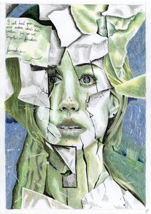 Gefragmenteerd groen portret door Loretta Van Der Westhuizen