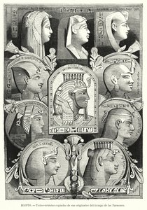 Oude Egyptische portretkoppen (litho) door Lothar Michael Burger