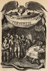 Illustratie voor La Paysanne pervertie ou les Dangers de la ville door Restif de La Bretonne (1734-1806) Franse schrijver. Gravure door Binet uit de 18e eeuw. door Louis (after) Binet