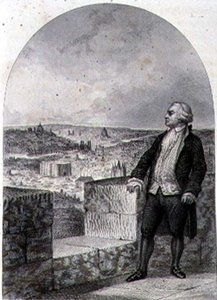 Honore Gabriel Riqueti, Graaf van Mirabeau op de wallen van Parijs, gegraveerd door Philibert Langlois