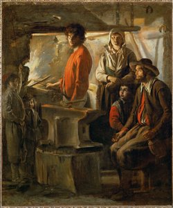 De smederij of: Een smid in zijn smederij ... door Louis (attr. to) Le Nain