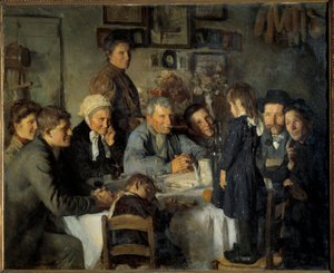Het Gouden Huwelijk Familiediner van boeren. Schilderij door Louis Adolphe Dechenaud (1868-1926) 1909 Zon. 1,66x2,03 m Dijon, Musee des Beaux Arts door Louis Adolphe Dechenaud