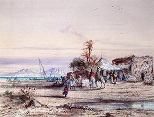 Tunesisch landschap door Louis Amable Crapelet
