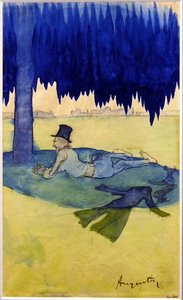 Man die schuilt onder een boom, c.1887