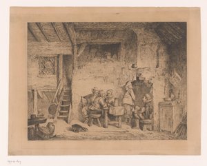 Gezelschap in zestiende-eeuwse kleding in een kroeg door Louis Antoine Carolus