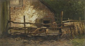 Varkens in een hok door Louis Apol