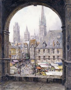 Marktplaats, Rouen door Louis Aston Knight