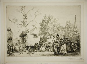 Op de beurs van Saint-Jean-de-Monts door Louis Auguste Lepère