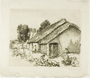 Huisje met vijf kinderen door Louis Auguste Lepère