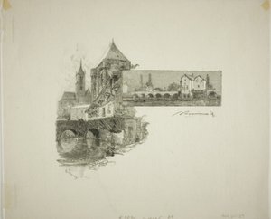Moret: de houtmolen door Louis Auguste Lepère