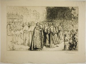 Opnieuw binnenkomen van de processie in de kathedraal van Nantes door Louis Auguste Lepère