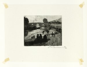 De paardenvijver bij de Pont Marie, plaat tien uit Le Long de la Seine et des Boulevards