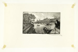 Het Louvre, gezien vanaf de Pont-Neuf, plaat dertien uit Le Long de la Seine et des Boulevards