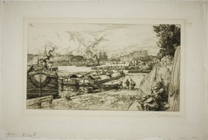 De Seine bij de monding van het Canal Saint-Martin door Louis Auguste Lepère