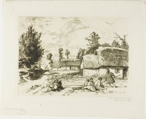 Twee huisjes door Louis Auguste Lepère