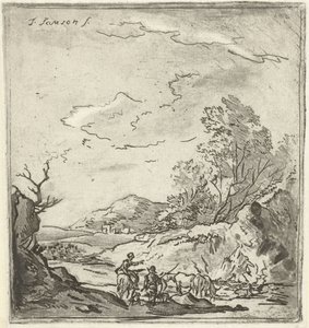 Landschap met ruiter en herder