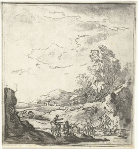 Landschap met ruiter en herder