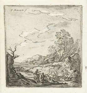 Landschap met ruiter en herder door Louis Bernard Coclers