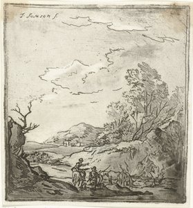 Landschap met ruiter en herder
