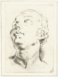 Studieblad met een hoofd, de blik naar boven gericht door Louis Bernard Coclers