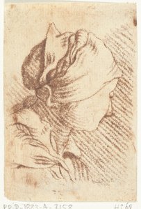 Studieblad met een vrouwenhoofd met hoofddoek door Louis Bernard Coclers