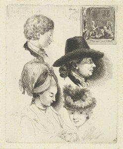 Studieblad met portretten van Louis Bernard Coclers en zijn familie