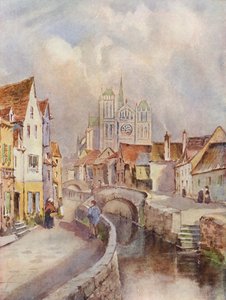 Een Uitzicht op Amiens, met de Kathedraal in de verte door Louis Burleigh Bruhl