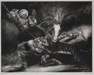 Een Aanval door een Tijger door Louis Candide Boulanger