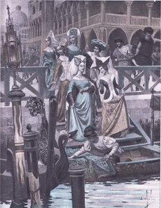 Groene ganzen, illustratie uit Decameron van Boccaccio gepubliceerd door Navarre Society 1930