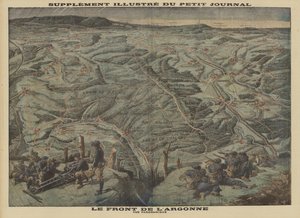 Panoramisch uitzicht op het Argonnebos, Westfront, Eerste Wereldoorlog