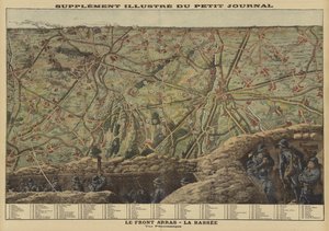 Panoramisch uitzicht op het westelijk front tussen Arras en La Bassee, Frankrijk, Eerste Wereldoorlog door Louis Charles (after) Bombled