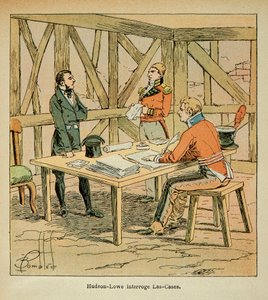 Illustratie van Bombled Louis (1862-1927) uit Graaf Emmanuel de Las Cases (1766-1842): Gouverneur Hudson Lowe (1769-1844) ondervraagt Las Cases, Privécollectie door Louis Charles Bombled