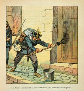 De Pruisen steken 193 huizen in brand na de verovering van de stad Chateaudun, na ze met olie te hebben bedekt in oktober door Louis Charles Bombled