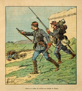 Officier en mobiel van de Cher in de slag bij Toury (Eure et Loire) op 5 oktober 1870, privécollectie door Louis Charles Bombled