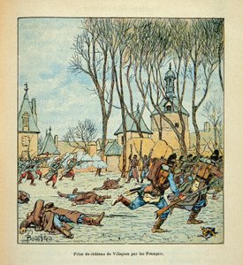 Verovering van het kasteel van Villepion door de Fransen op 1 december 1870, privécollectie door Louis Charles Bombled