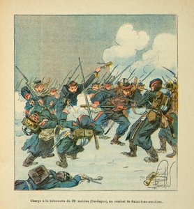 De Armee van de Loire: aanval met de bajonet van de 22e mobiele (Dordogne) in de slag bij Saint Jean sur Evre in januari 1871 door Louis Charles Bombled
